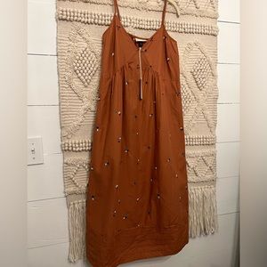 NWT Burnt Orange Embroidered Dress (XS)